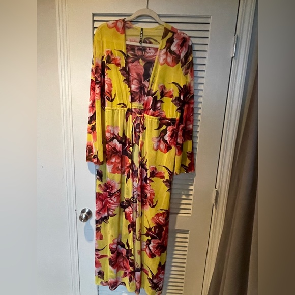 Colorful floral M Sheer Duster / Cover Up - Picture 2 of 5